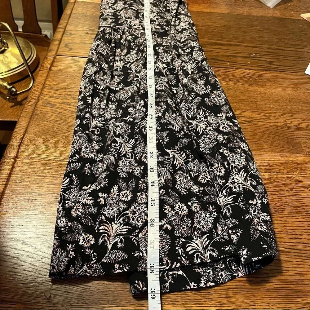 GARNET HILL ~ Black Floral Midi Dress with Pockets White Black Orange - Picture 9 of 9